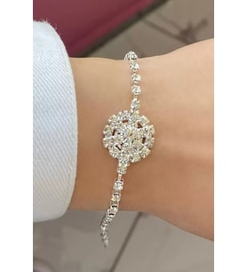 Gümüş Renk Taş Detaylı Bileklik,Hediyelik Bileklik