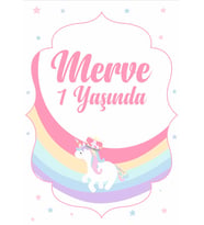Unicorn Temalı Doğum Günü Afişi 50x70 cm