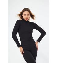 Lesa Wear Fitilli Soft Touch Balıkçı Yaka Bluz Siyah