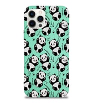 Apple iPhone 12 Pro Uyumlu Lansman Kılıf Panda Tasarımlı İçi Kadife Kapak-Su Yeşili (Şeffaf)