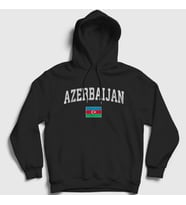 Presmono Unisex Beyaz Bayrak Flag V2 Azerbaycan Azerbaijan Kapüşonlu Sweatshirt 536670tt (Siyah)