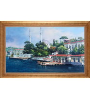 Çerçeveli Paspartulu Manzara Tablo bm1743 (Gold)