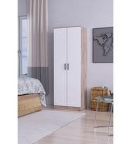 GUBİMO ABETE-2 KAPILI GARDIROP (ELBİSE DOLABI -YÜKLÜK-KİLER )- ATLANTİK ÇAM -BEYAZ (Atlantik Çam - Beyaz)