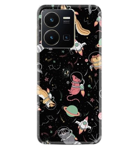 Vivo Y22 Kılıf Silikon Desen Özel Seri Planet Animals 1771