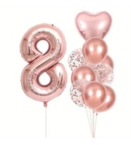 Rose Gold kalpli 8 Yaş Folyo Balon Set