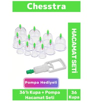Premium Kupa Parmak Çekme Selülit Çatlak Giderici Vakumlu Masaj Aleti 36'lı Kupa + Pompa Hacamat Set