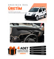 PEUGEOT BİPPER TAM KAPALI (2007-2020) Uyumlu Torpido Koruma Örtüsü Oto Kılıfı - Siyah Bej