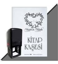 Kişiye Özel Kalp Sarmaşık 5 Tarihli Otomatik Kitap Kaşesi (Siyah)