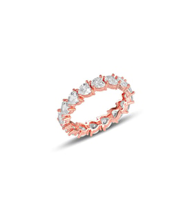 Söğütlü Silver Gümüş rose pırlanta montürlü kalp kesim zirkon taşlı tamtur yüzük