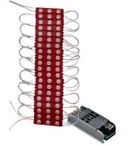 20 Adet 12 Volt 1.2 Watt 3 Lensli Kırmızı 2835 SMD Led Modül IP65 5A Slim Trafo Set