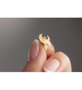 Kişiye Özel 925 Ayar Gümüş Anka Kuşu Model Küpe (Gold)