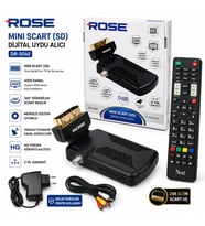 ROSE DR-5040 Mini Scart (SD) Dijital Uydu Alıcısı 4000 Kanal Türksat Güncelleme Merkezi Sistem Uyumlu 360° Döner Scart Başlık