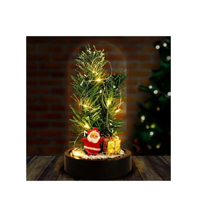 Yeni Yıl Ruhunu Yansıtan Led Işıklı Yılbaşı Çam Ağacı Dekoru Noel Baba Çam Ağacı Figürlü Ledli Fanus