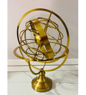 Gold Metal Dünya Küresi Heykel Ofis & Salon Dekoratif Obje (50 cm)