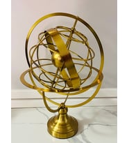 Gold Metal Dünya Küresi Heykel Ofis & Salon Dekoratif Obje (50 cm)