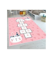Rovigo Home Dijital Baskı Yıkanabilir Kaymaz Taban Çocuk Halısı RVG4069 (Pembe)