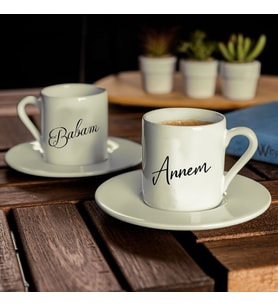 Annem Ve Babam Tasarımlı Çift Kahve Fincanı