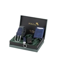 Polo Air Otomatik Mekanizmalı Cüzdan Örgü Esnek Kemer Çakmak Anahtarlık Erkek Kombin Lacivert Renk CHM-07-L (Lacivert - Yeşil)