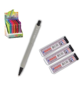 0.9 mm Uçlu Kalem ve 0,9 mm Ucu 3 Adet Mikro Mp-330 Versatil Kalem Seti 1 Paket (Gri)
