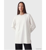 LCW EVERYDAY Beyaz Taşlı Soft Touch Oversize Kadın Sweatshirt Tunik