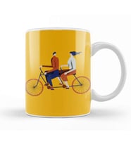 Couple Riding A Bicycle Kupa Bardak Porselen