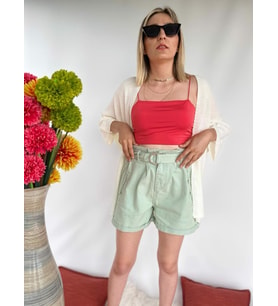 Mom Kesim Mint Yeşili Şort