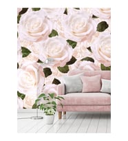 Dreamwall Beyaz Güller Desenli Silinebilir Sağlıklı Tekstil Duvar Kağıdı (Çok Renkli)