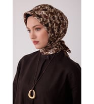 Geometrik Desen %100 Twill İpek Eşarp BE02