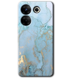 Tecno Camon 20 Pro 5G Kılıf HD Desen Baskılı Kılıf - Mavi Gold Mermer