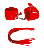 Fantezi Kelepçe Kırbaç Kırmızı Set