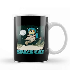 Adorable Space Cat Cute Kitty Astronaut Exploring Kupa Bardak Porselen