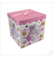 Kapaklı, Katlanır Demonte Karton Kutu, 30cm - Balon & Pembe (STD)