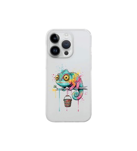 iPhone 14 Pro ile Uyumlu Splash Bukalemun Tasarımlı Şeffaf Silikon Kılıf