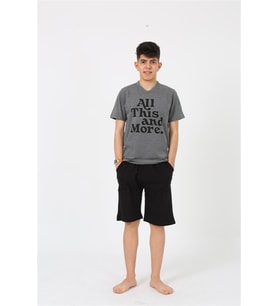 Akbeniz Erkek Genç Garson Boy Kısa Kol Antrasit Penye Şortlu Pijama Takımı 20377