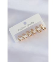 Pirinç Gold Renk Oval Bombeli Küpe Seti 5886 - SSSSSS4882-8555