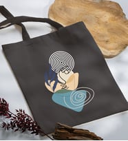 BK Gift Modern Art Tasarımlı Antrasit Kumaş Bez Çanta, Baskılı Omuz Çantası, Alışveriş Çantası, Anneye Hediye-2