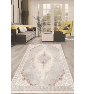 Dijital Kaymaz Taban Yıkanabilir Modern Renkli Salon Halısı Mutfak Halısı Yolluk ND-HT-352 (Bej)
