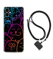 Tecno Pova 4 Kılıf Silikon Boyun Askılı İpli Desenli Silikon Neon Cats 1790