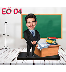 Kişiye Özel Ahşap Biblo - Erkek Öğretmen Karikatür Biblo - Öğretmen Biblo 4