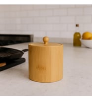 Doğal Bambu Ahşap Baharatlık – Kapaklı Silindir Saklama Kabı 9x10 cm El Yapımı Mutfak Düzeni