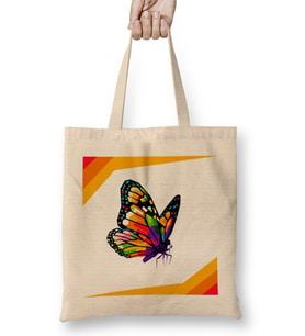 Colorful Butterflies in Pop Art Bez Çanta Uzun Saplı