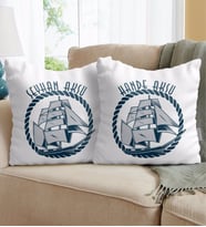 BK Gift Kişiye Özel İsimli Gemi Tasarımlı İkili Yastık-1