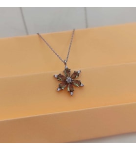 Gümüş Taşlı Kolye Papatya Model 925 Ayar