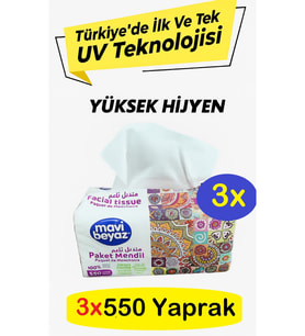 MAVİ BEYAZ Pratik Paket Çek Kullan Mendil - Peçete 3x550 Yaprak