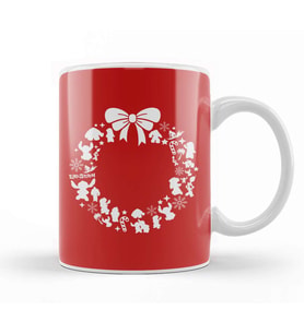 Lilo And Stitch Christmas Wreath Pattern Kupa Bardak Porselen