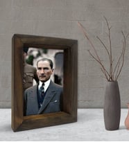 BK Gift Atatürk Tasarımlı Dekoratif Doğal Masif Ahşap Çerçeve 15x20cm-10 (Beyaz)