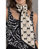 Tarzını Seç Elegant Fiyonk Desenli Siyah Kravat / Eşarp / Fular 85x25cm