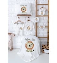 Pia Baby Premium İsimli %100 Pamuk Erkek Bebek Hastane Çıkışı Seti 5011-02 (Ekru)