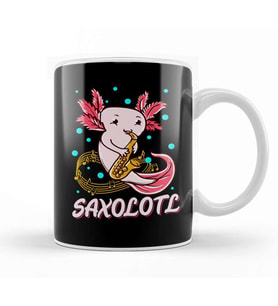 Saxolotl Sax Playing Axolotl Pun Walking Fish Kupa Bardak Porselen