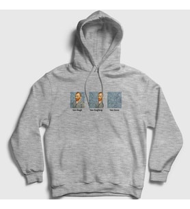 Presmono Unisex Gri Van Gone Art Painter Vincent Van Gogh Kapüşonlu Sweatshirt 303542tt (Gri)